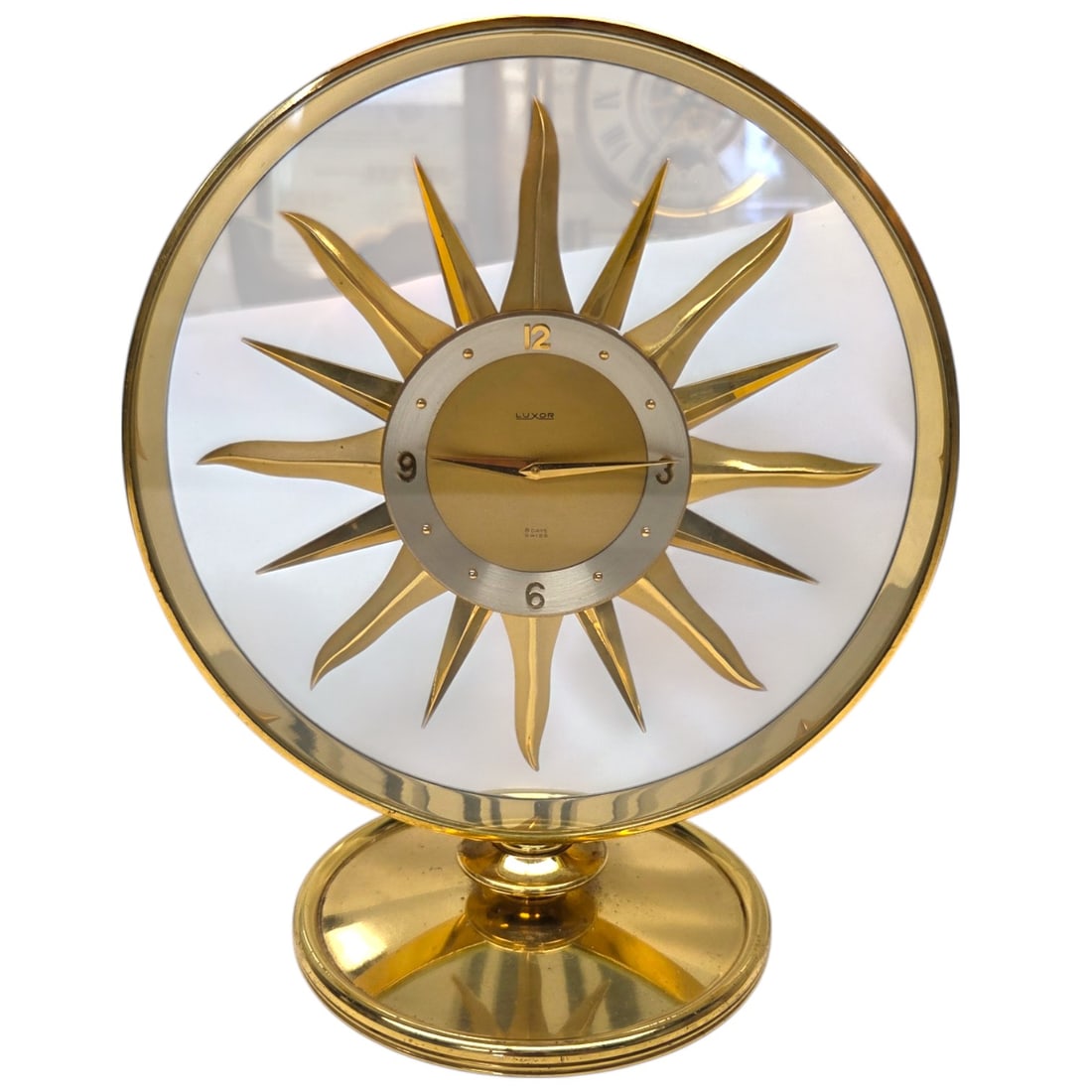 LUXOR SWISS SUNBURST TABLE CLOCK (1 of 7)