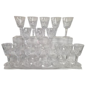 16 WATERFORD LISMORE CRYSTAL WHITE WINE & CORDIALS