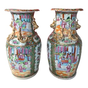 PR ROSE FAMILE ROSE CANTON BALUSTER VASES