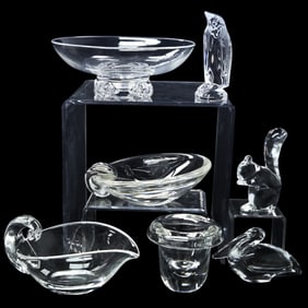 7 PC BACCARAT STEUBEN WATERFORD CRYSTAL GROUPING