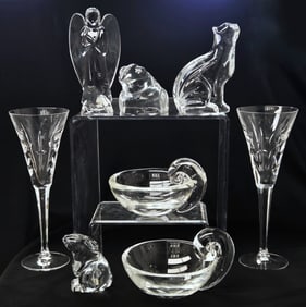 8 PC STEUBEN BACCARAT WATERFORD ORREFORS CRYSTAL