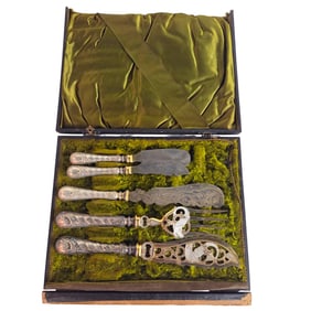 19th C FISH SERVING SET IN ORIGINAL BOX
