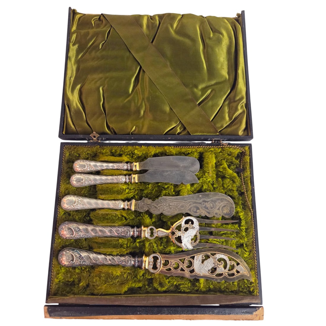19th C FISH SERVING SET IN ORIGINAL BOX (1 of 19)