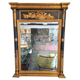 LARGE BLACK / GOLD HOLLYWOOD REGENCY MIRROR
