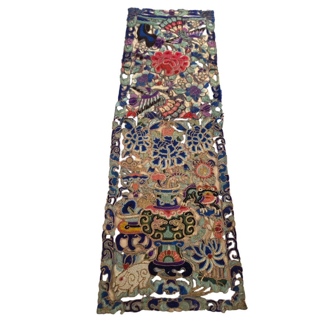 19th C 2PC CHINESE EMBROIDERY FRAGMENT (1 of 16)