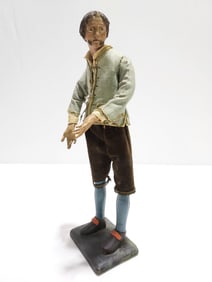 18th-19th C ITALIAN WOOD & TERRACOTTA PEASANT SCU