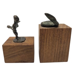 2 UNUSUAL AFRICAN GOLD DUST WEIGHTS: SNAKE SLAVE