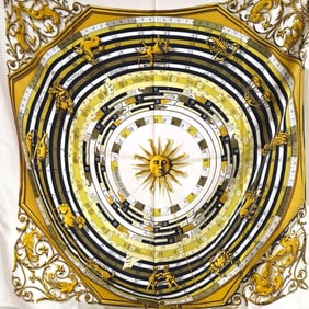 HERMES ASTROLOGIE DIES ET HORE IVORY SILK SCARF