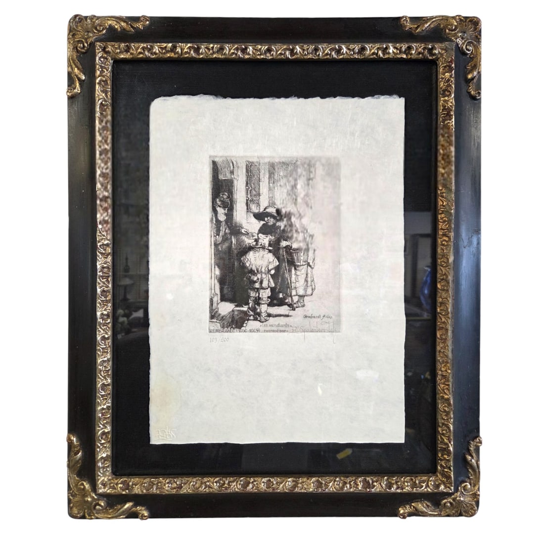 ETCHING AFTER REMBRANDT - BEGGARS RECEIVING ALMS (1 of 4)