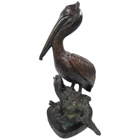 BRONZE PELICAN SCULPTURE BY CARL WAGNER 34"
