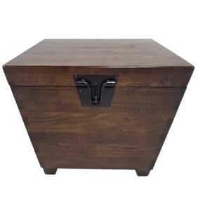 DARK WOOD STORAGE BOX W/ BLK IRON HINGES