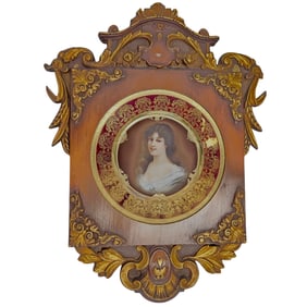 ROYAL VIENNA PORTRAIT PLATE IN CARVED WOOD FRAME
