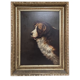 19th C PORTRAIT OF A ST. BERNARD DOG