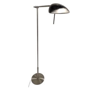 BRUSHED SILVER METAL FLOOR READING LAMP