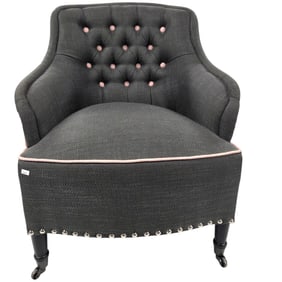 CHARCOAL GRAY UPHOLSTERED ARM CHAIR