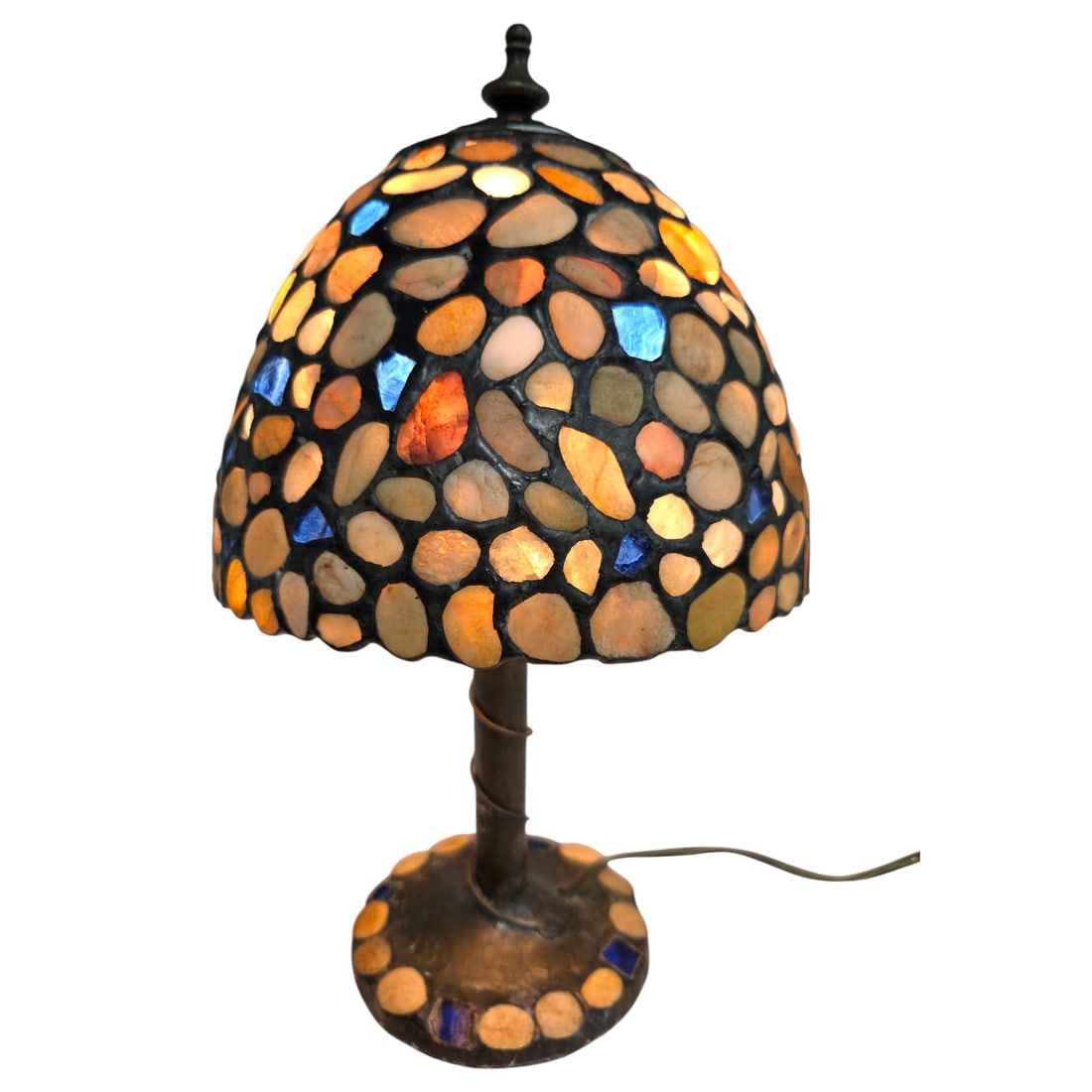 FOLK ART SMALL TABLE LAMP W/ INLAID STONES (1 of 5)