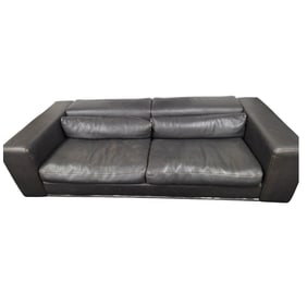 RESTORATION HARDWARE DARK BROWN LEATHER SOFA
