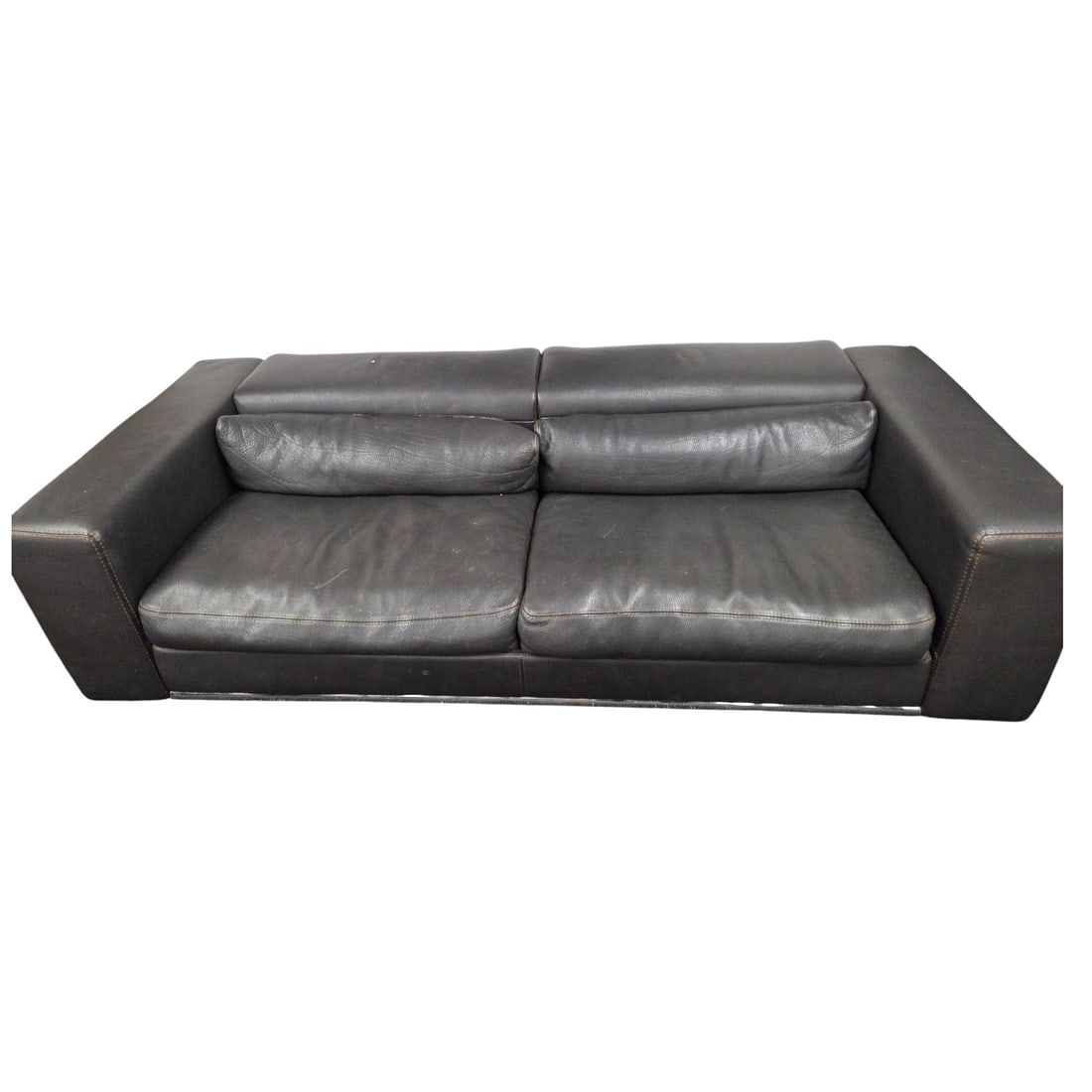 RESTORATION HARDWARE DARK BROWN LEATHER SOFA (1 of 4)