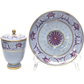 18TH C FRENCH TREMBLEUSE CHOCOLATE CUP & SAUCER