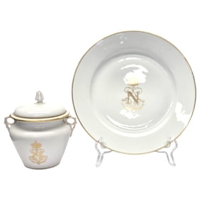 2 PC SEVRES NEOPOLEON III JAR AND PLATE