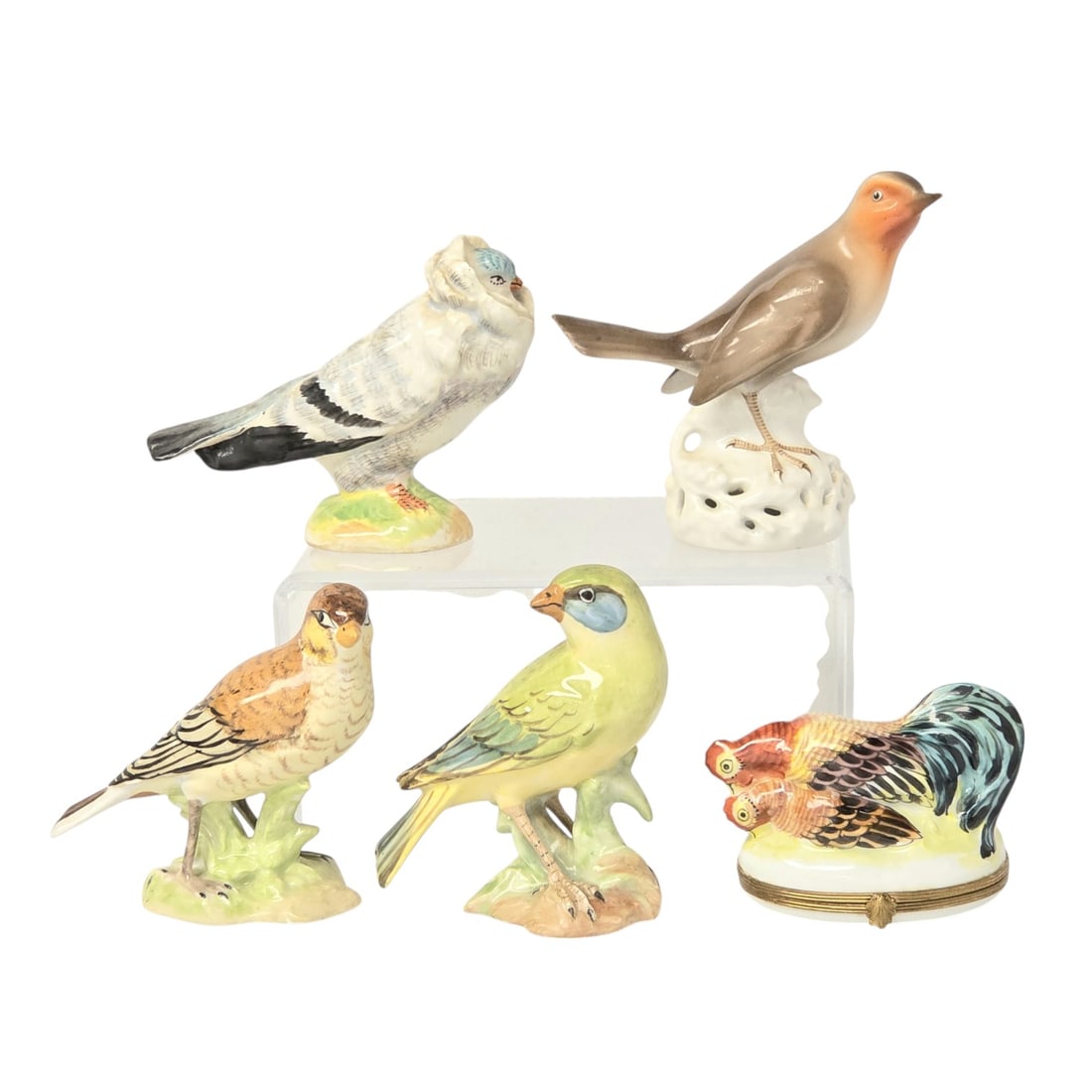 5 PC PORCELAINS 4 BIRDS 1 LIMOGES BIRD PILLBOX (1 of 18)