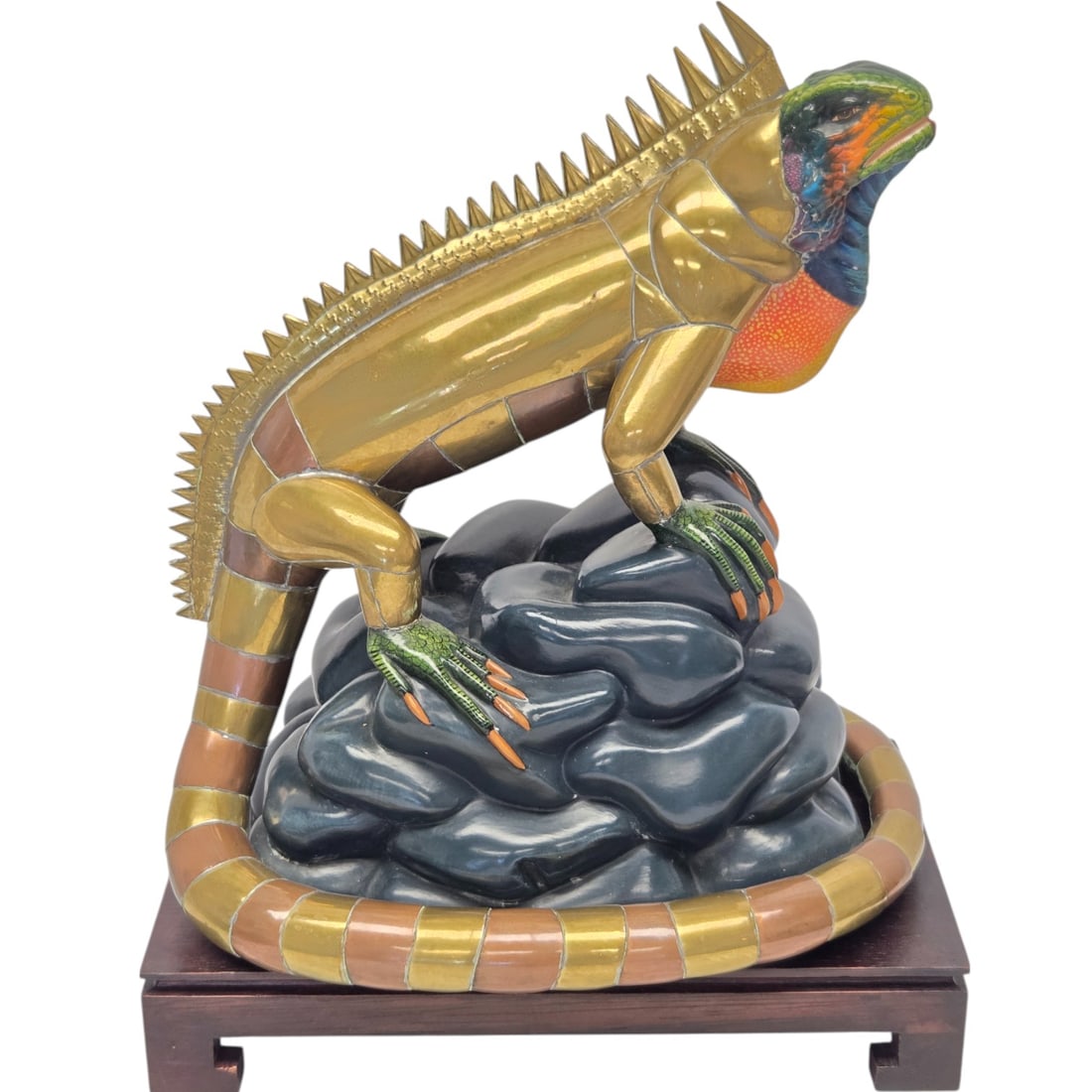 MARIO GONZALEZ IGUANA PAINTED METAL SCULPTURE (1 of 10)