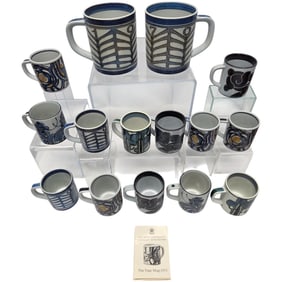 15pc ROYAL COPENHAGEN CERAMIC MUGS