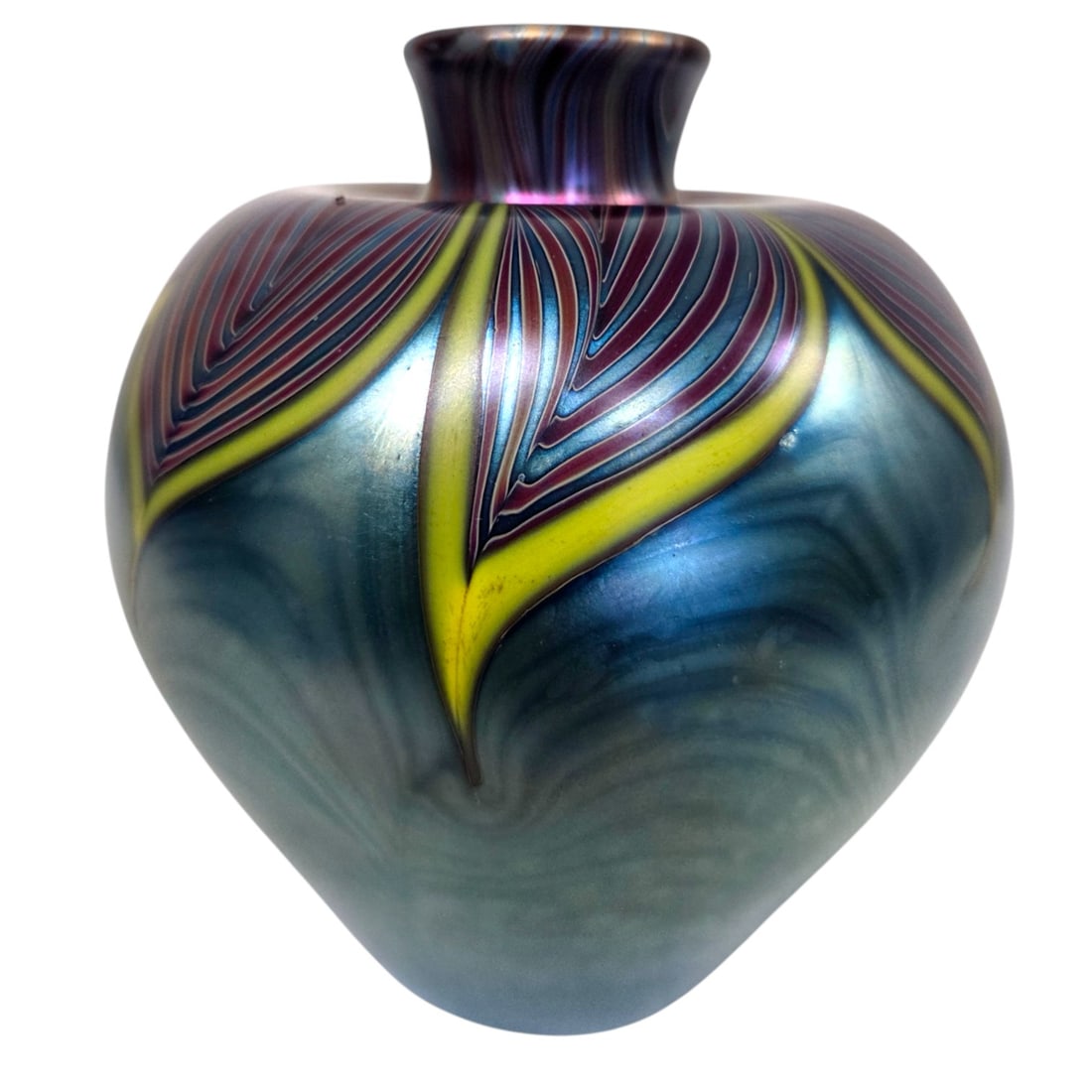 LUNDBERG STUDIOS PULLED FEATHER ART GLASS VASE (1 of 6)