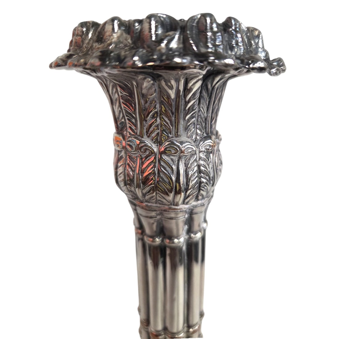 PAIR ENGLISH SILVER ON COPPER CANDLESTICKS - 3