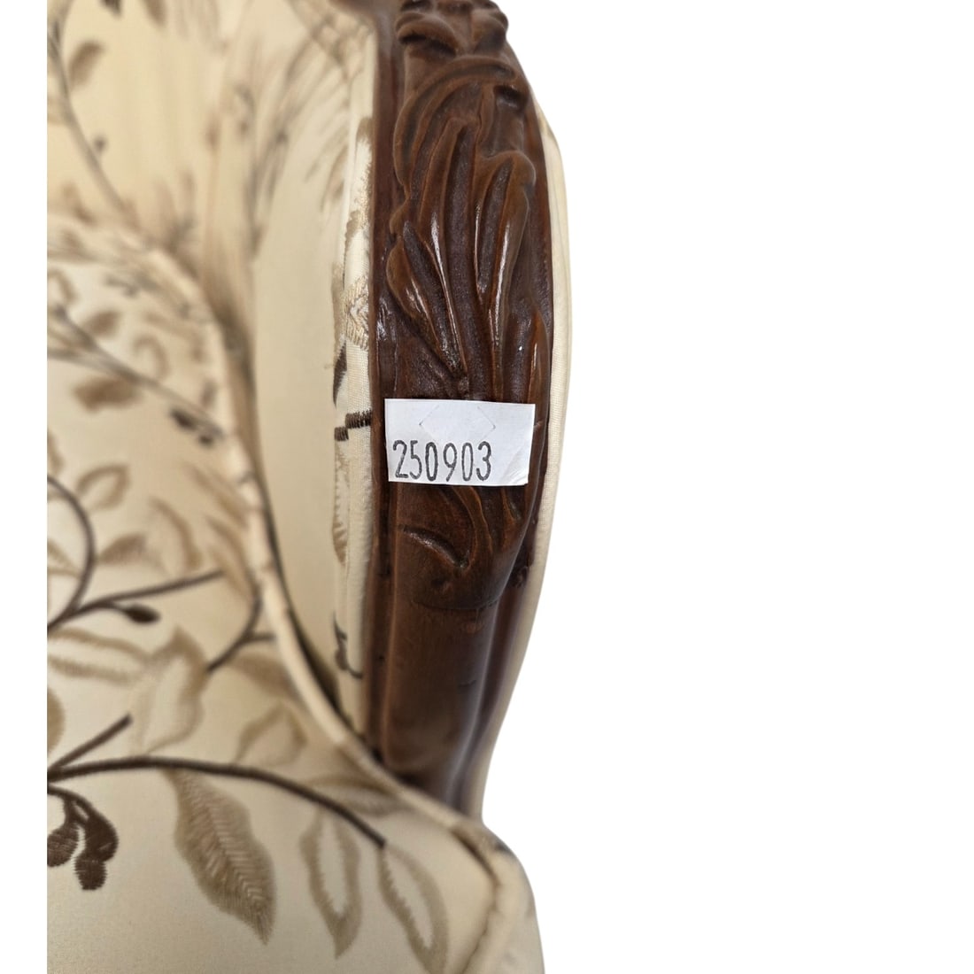 2 WINGBACK UPHOLSTERD CHAIRS W/ FOOT STOOL - 17