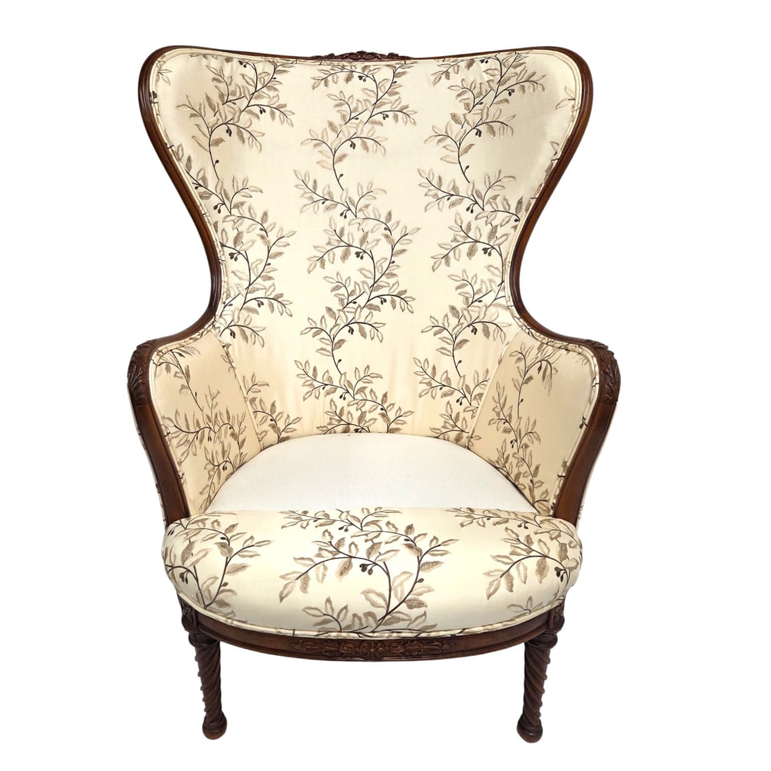 2 WINGBACK UPHOLSTERD CHAIRS W/ FOOT STOOL - 2