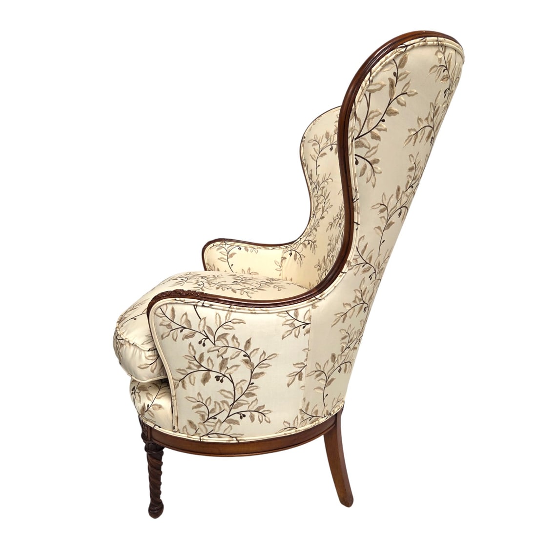 2 WINGBACK UPHOLSTERD CHAIRS W/ FOOT STOOL - 3