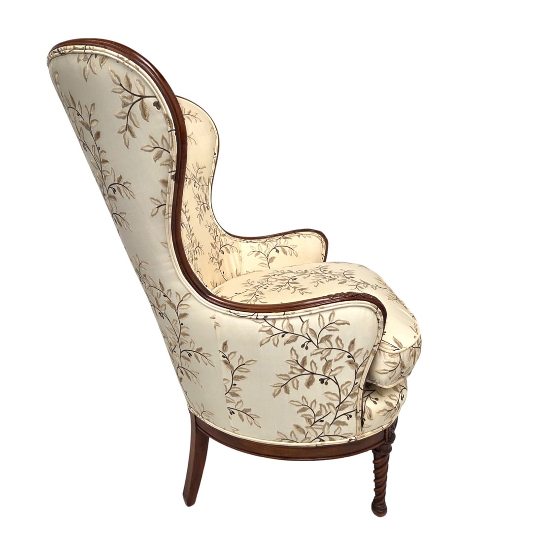 2 WINGBACK UPHOLSTERD CHAIRS W/ FOOT STOOL - 5