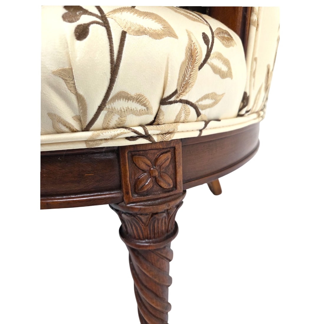 2 WINGBACK UPHOLSTERD CHAIRS W/ FOOT STOOL - 9