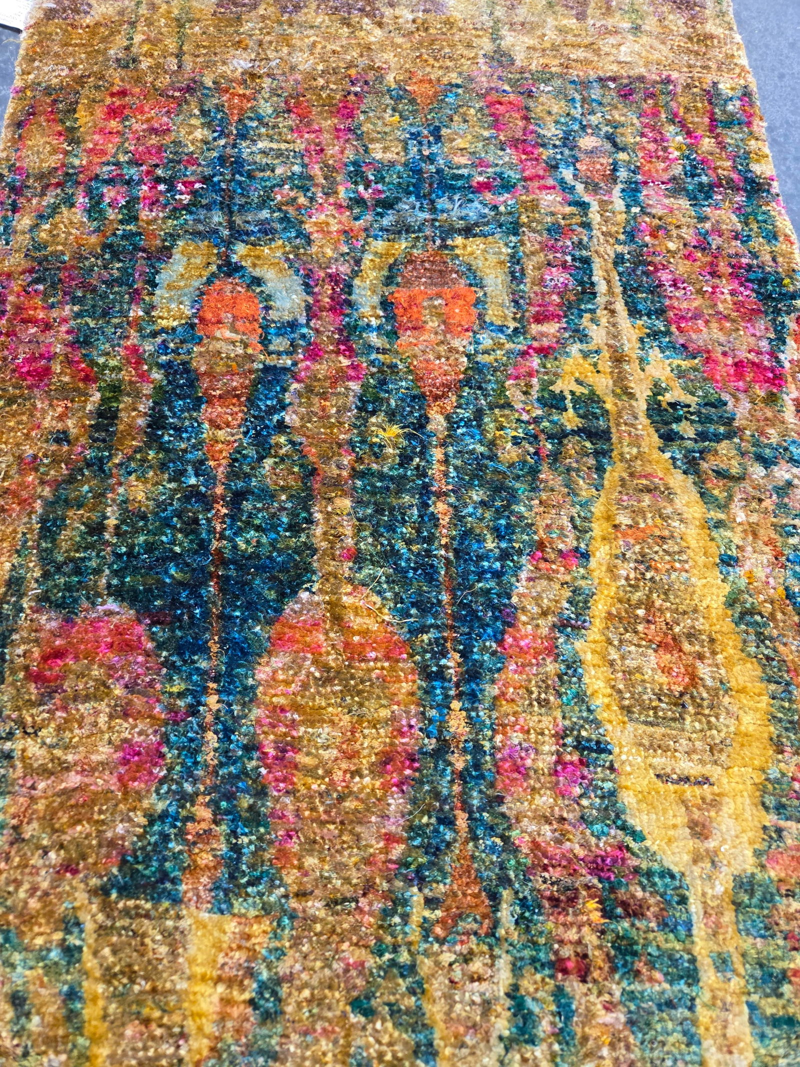 MULTICOLOR INDIA SILK RUG RUNNER - 2