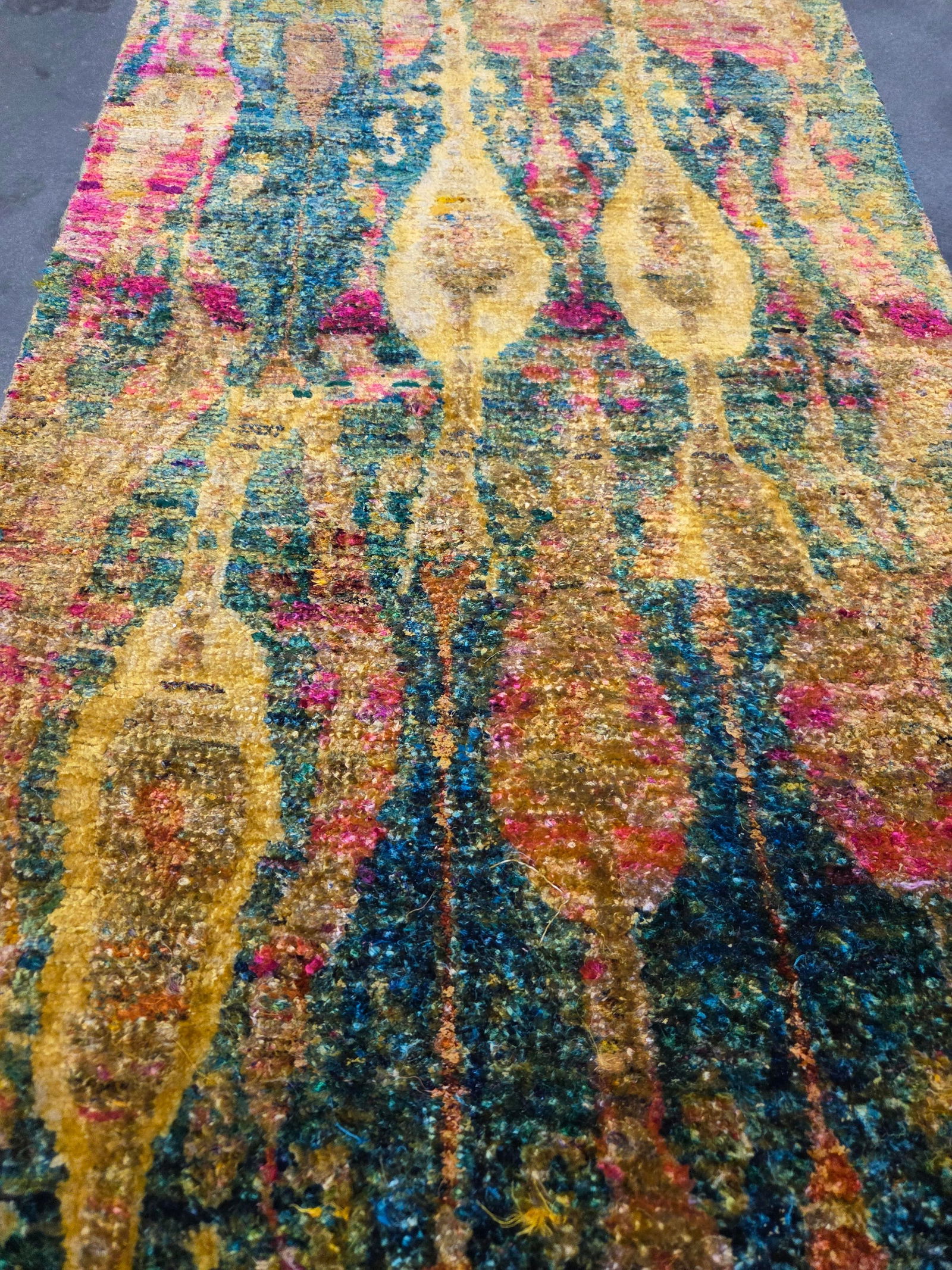 MULTICOLOR INDIA SILK RUG RUNNER - 4