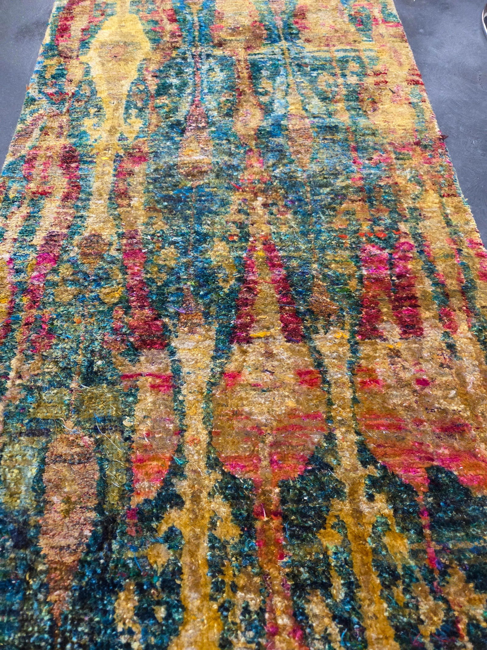 MULTICOLOR INDIA SILK RUG RUNNER - 5