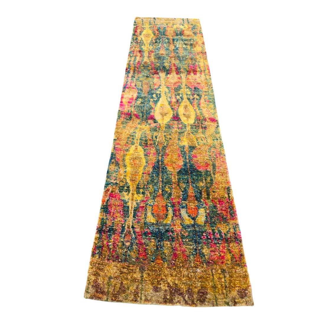MULTICOLOR INDIA SILK RUG RUNNER - 7