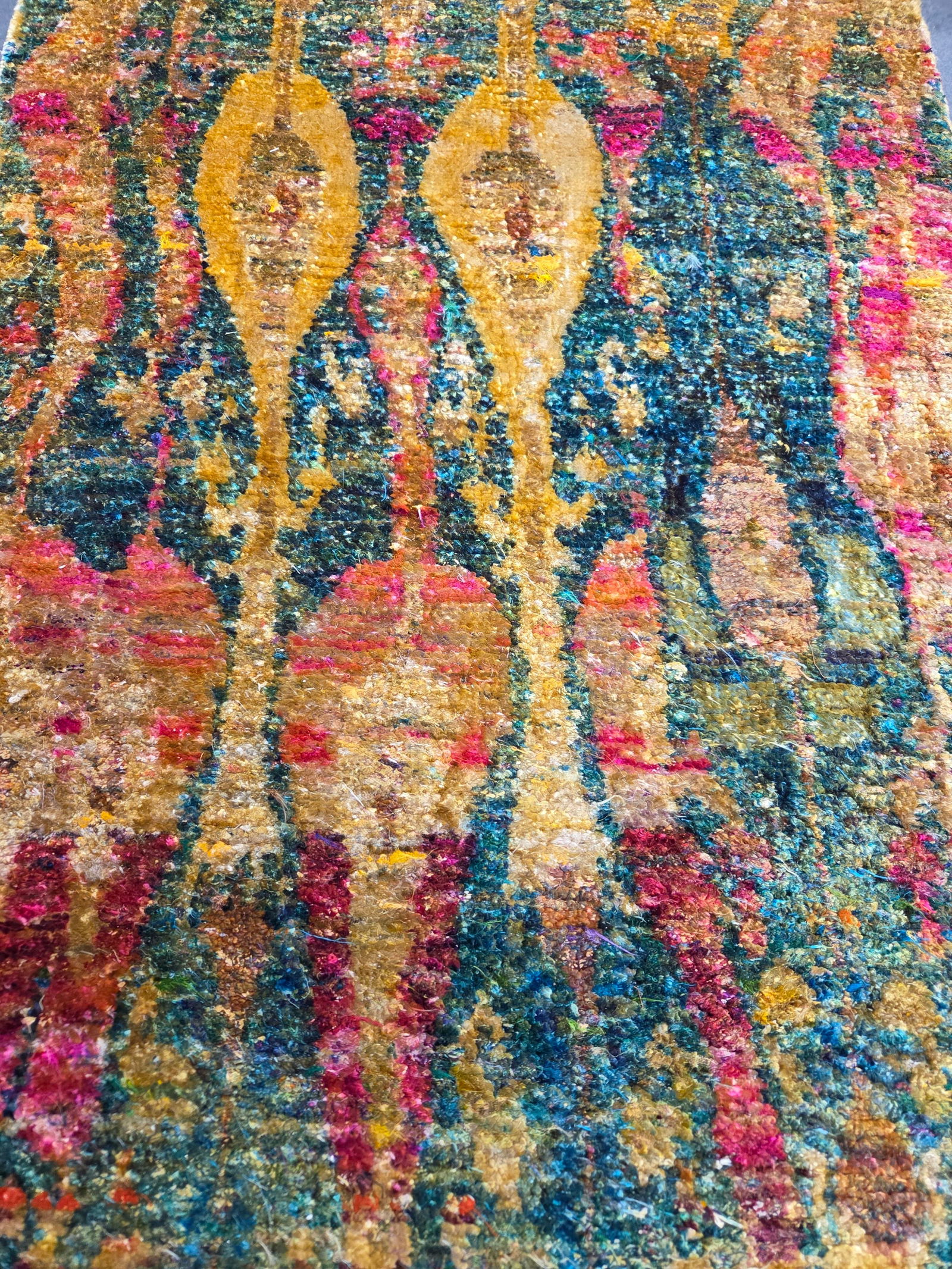 MULTICOLOR INDIA SILK RUG RUNNER - 9