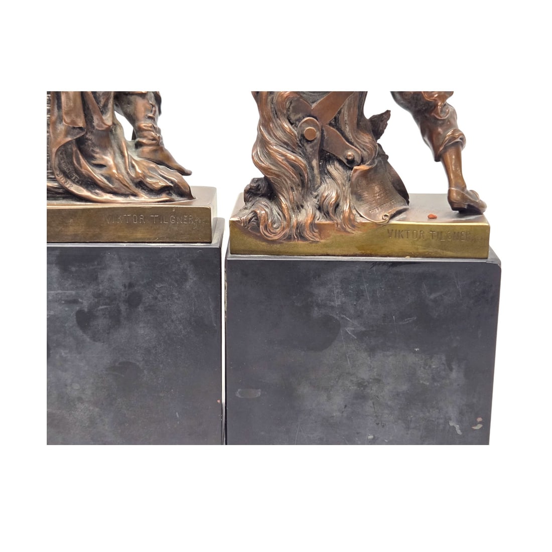 VIKTOR TILGNER BRONZE & MARBLE BOOKENDS - 10