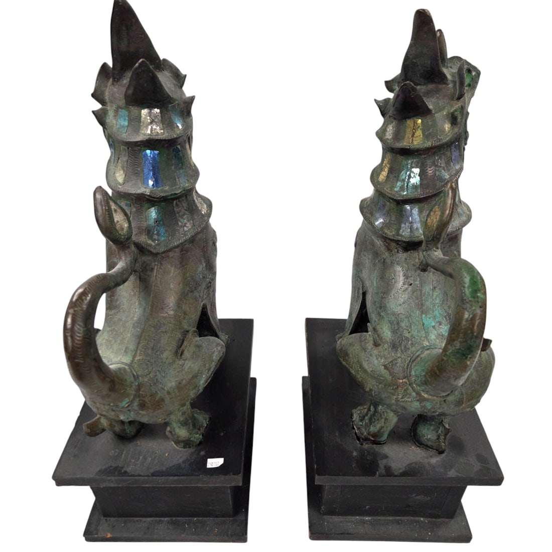 2 BRONZE FOO DOG SCULPTURES 24.5". - 2