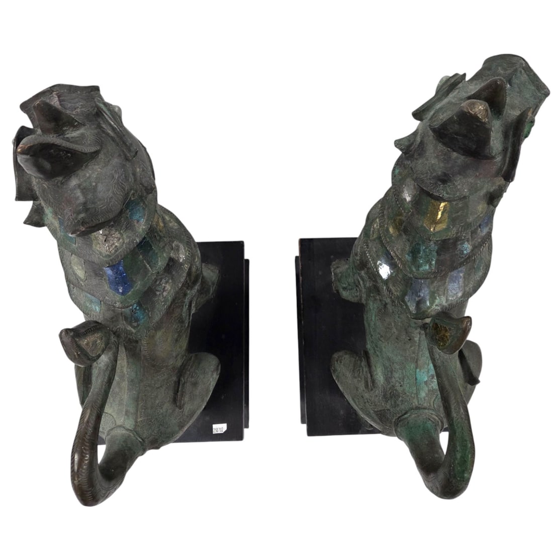 2 BRONZE FOO DOG SCULPTURES 24.5". - 7
