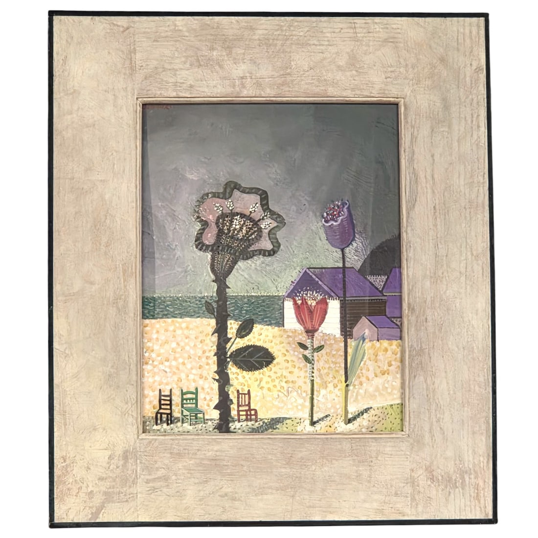 "LITTLE GIANTS' BY DAVID DE VILLIER, 2000: "LITTLE GIANTS" by David De Villier, 2000. American artist 20th-21st cent. Oil on board. Site size: 14.5" H x 11.25" W. Signed upper left corner, and signed and dated on verso. Outside size measures