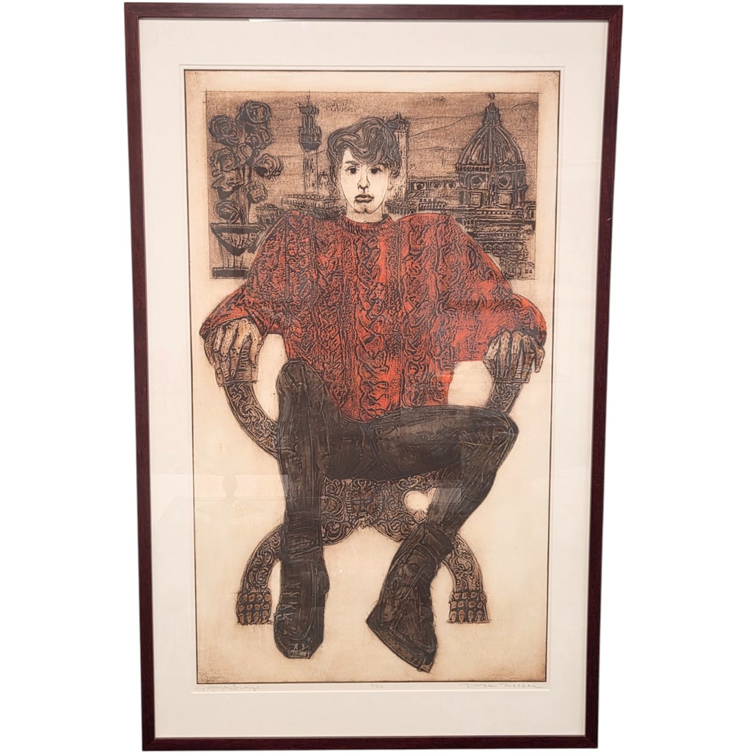 DEAN MEEKER "GREGORY AS LORENZO" L.E. PRINT: Dean Meeker limited edition signed print on paper numbered 9/60 titled "Gregory as Lorenzo" . Site size: 33.5" H x 19.75. Single 2" rag mat under glass with 3/4" wood flat panel frame. . Outside size: