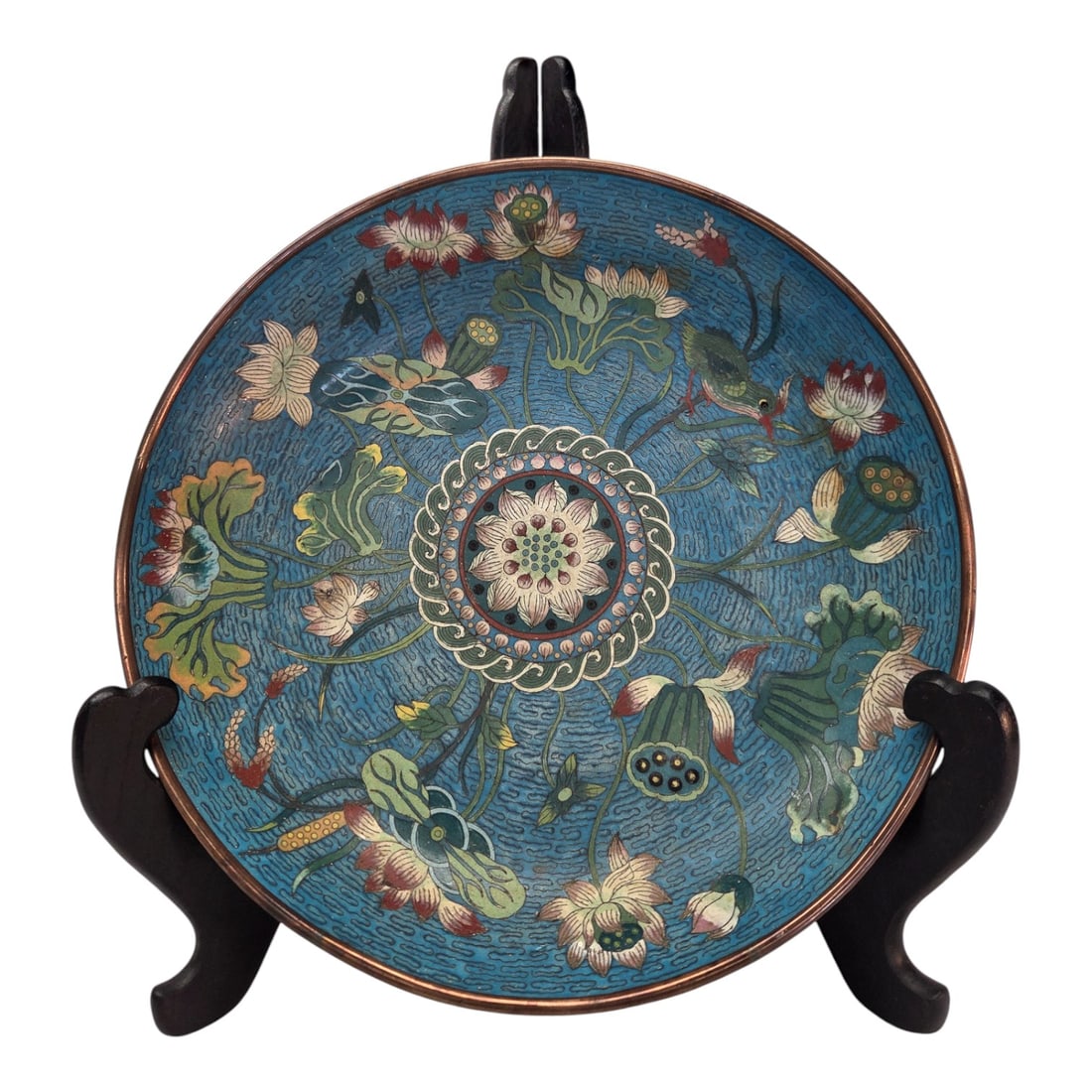 ANTIQUE CHINESE CLOISONNE SHALLOW BOWL (1 of 7)