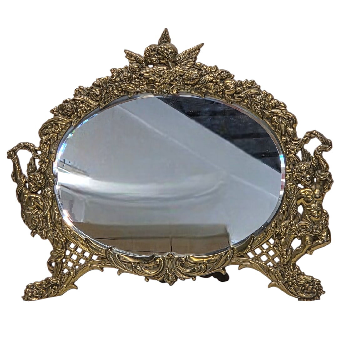 2 VINTAGE BRASS VANITY MIRRORS - 2