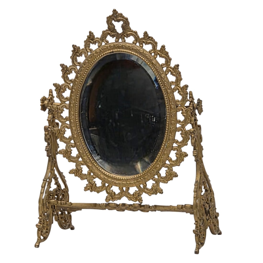 2 VINTAGE BRASS VANITY MIRRORS - 6