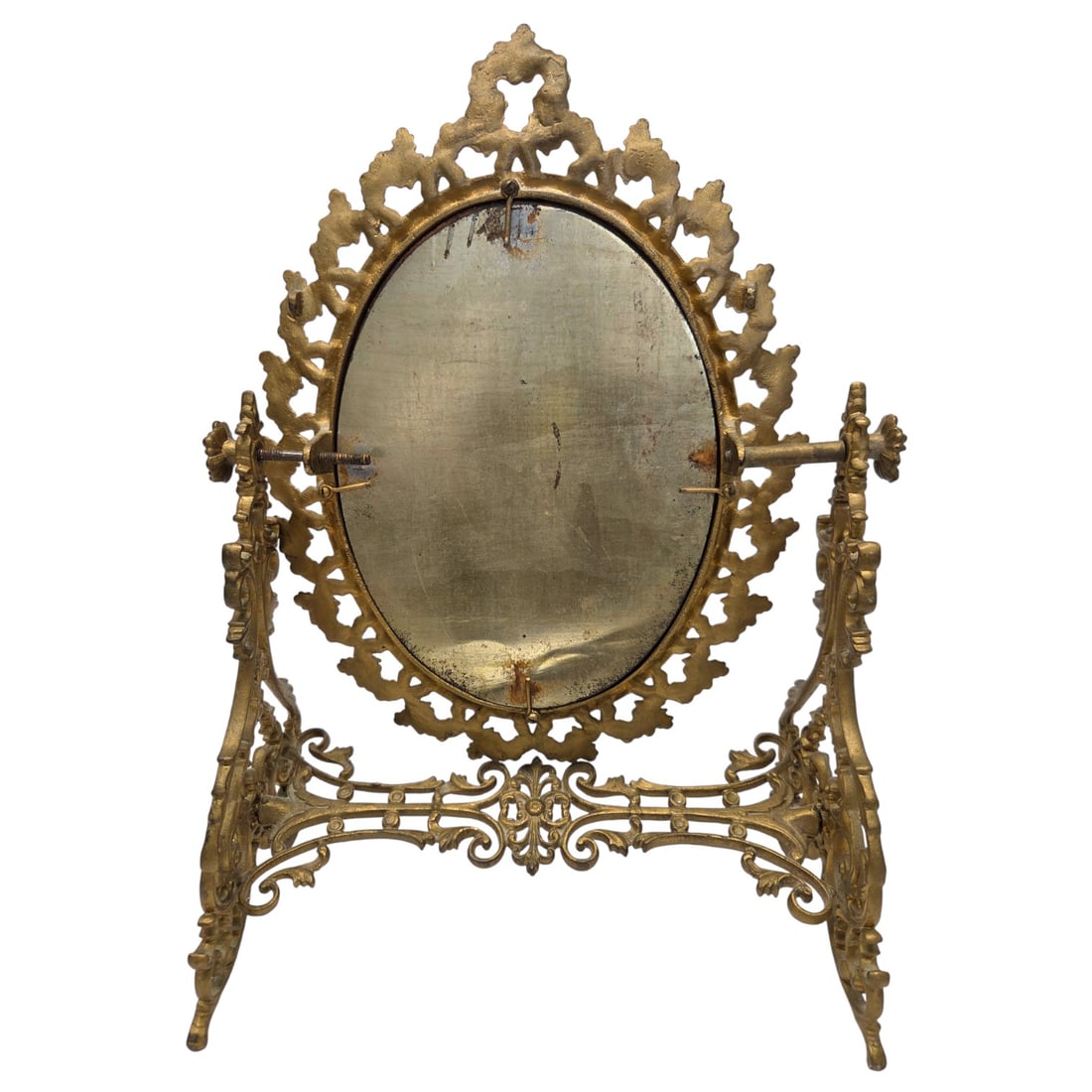 2 VINTAGE BRASS VANITY MIRRORS - 7