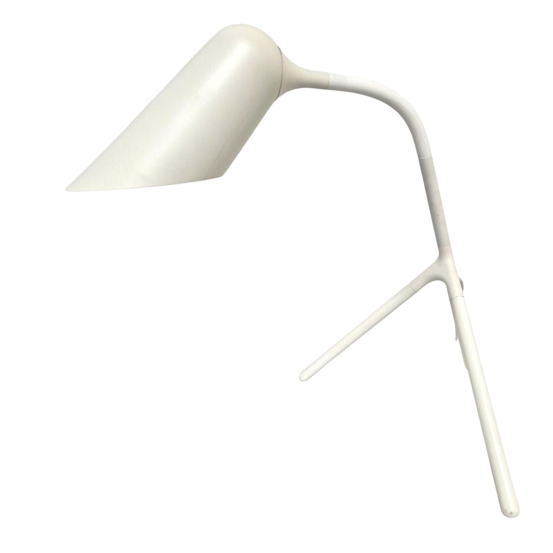 BOCONCEPT "CURIOUS" MODERN TABLE LAMP: "Curious" modern white table lamp by BoConcept. Sleek contemporary design. Measures 27"H x 14" W. Good condition.SHIPPING NOTE: Live Auctioneers offers a very convenient shipping option. For a