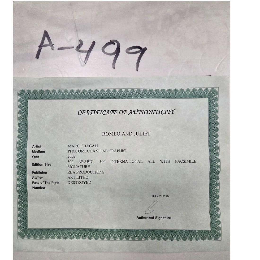 LARGE DECORATIVE CHAGALL LITHOGRAPH FRAMED - 8